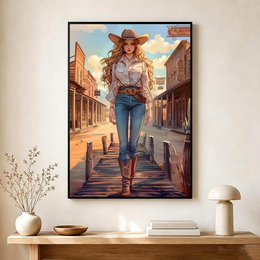 Vintage poster met een cowgirl - Vintage Collectible Posters recensie en prijs